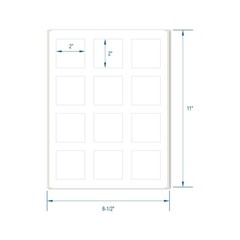 2″ x 2″ Square Labels for Laser/Inkjet, Permanent Adhesive, White Matte 6000L