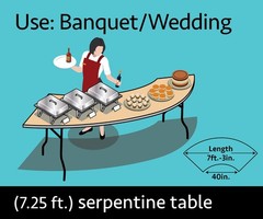 7.25 ft Wood Serpentine Table Semi Circle Banquet Trade Show Wedding Event