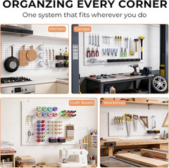 120PCS Pegboard Accessories Kit with Hooks and Bins, Fits 1/8″ & 1/4″ Pegboard,