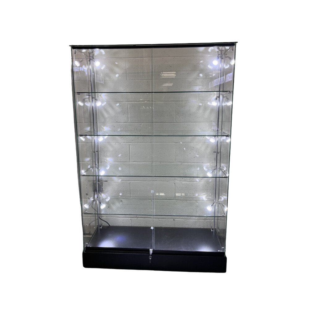 72-Inch Tempered Glass Tower Display – Frameless Showcase with LED Lighting