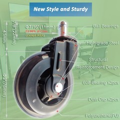 Office Chair Wheels 3 Inch 7/16″ (11mm) Replacement Caster Set – Smooth & Quiet