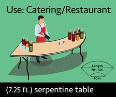 7.25 ft Wood Serpentine Table Semi Circle Banquet Trade Show Wedding Event
