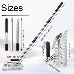Long Handle Sand Scoop Metal Detecting Shovel Adjustable Stainless Steel Beach