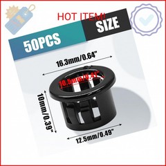 Litoexpe 50 Pack 1/2 Inch Cable Snap Bushing Grommet Protector Black, Round Nylo
