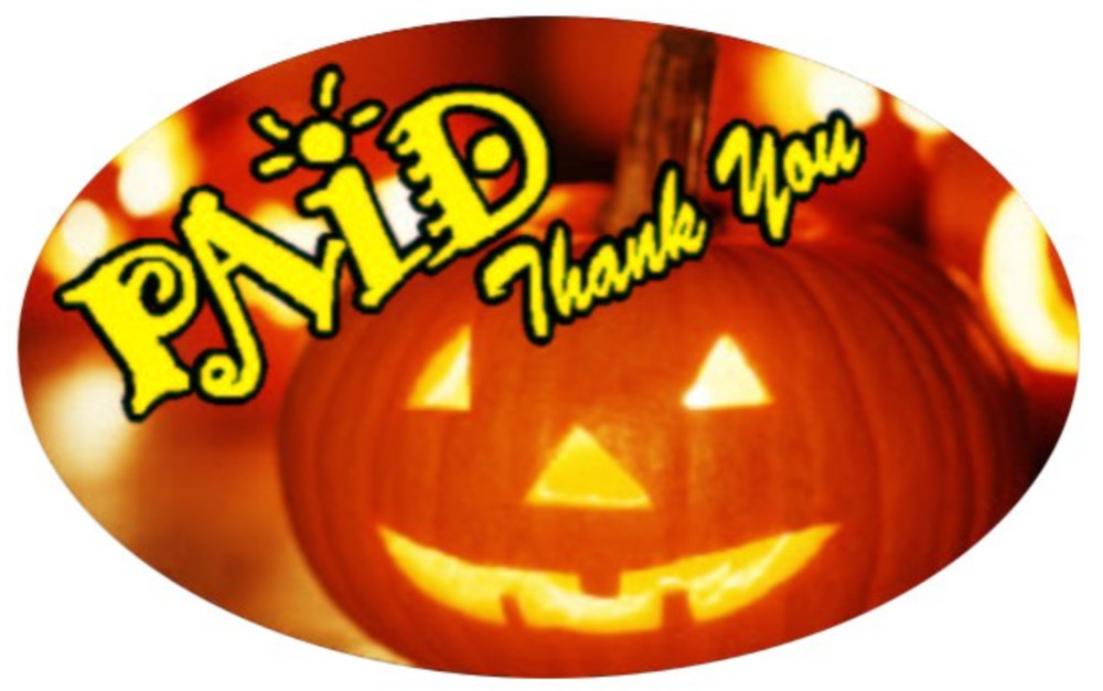 Pumpkin Paid Thank You LABELS 500 PER ROLL GREAT STICKERS 1.25″ x 2″