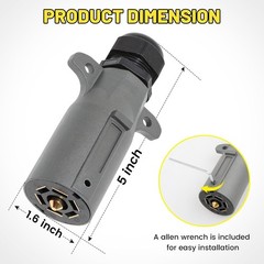 Conector de remolque de 7 pines para autocaravana con sello impermeable IP68, co