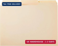 Amazon Basics File Folders 1/3 Cut Tabs Letter Size Manila 100 Pack