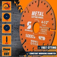 Diamond Cutting Wheel 4-1/2 Inch with 7/8″ Arbor Hole, Metal Cut off Disc with 5