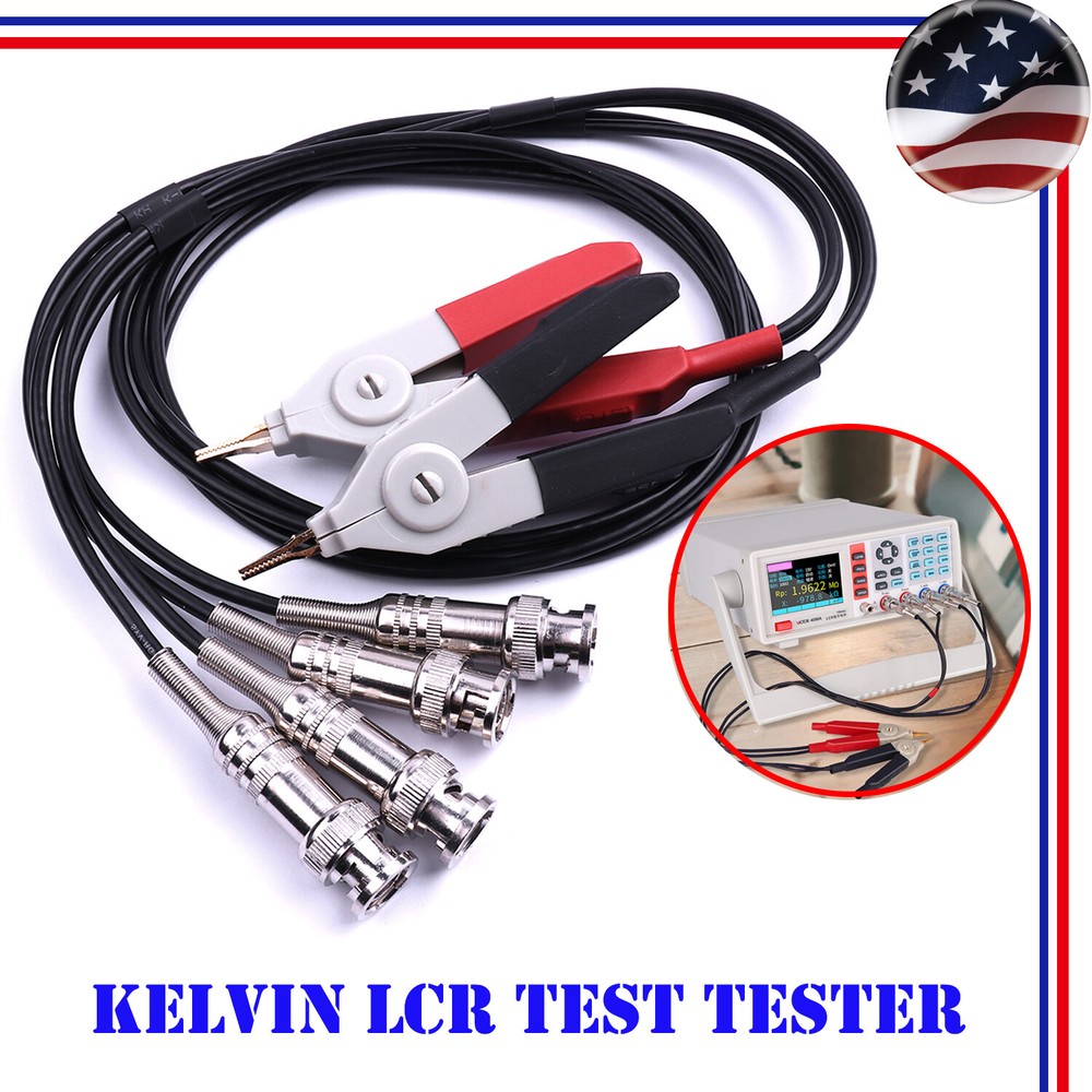 Kelvin LCR Test Tester Probe Lead Clip Cable With 4 BNC For LCR Meter Terminal