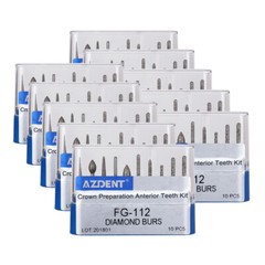 Dental Diamond Bur FG-112 Crown Preparation Anterior Teeth Kit High Speed AZDENT