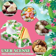 100 Sheets Hawaiian Tropical Palm Leaves Wax Paper Summer Floral Food Wrap BBQ