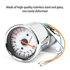 Motorcycle Tachometer with LED Backlit Retro Stainless Tacho Gauge 13000RPM