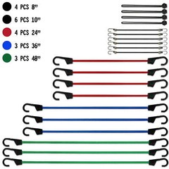 20 Pieces Bungee Cord Set, Plastic Jar, Multi-Color, 2.31 oz