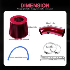 3 Inch Universal Cold Air Intake Pipe Kit High Flow Performance Red