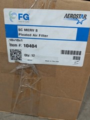 (12) Aerostar Pleated Air Filter: Wire-Backed Pleated, MERV 8, 10″X10″X1″ 10404