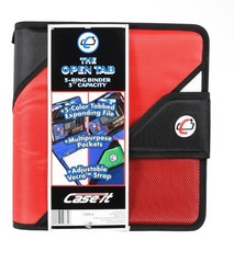 CASE-IT THE OPEN TAB 3-Ring Binder Notebook 2” Multi Pocket File Pouch Expand