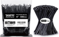 Zip Ties 4 Inch, Small Zip Ties with 18 Lb Tensile Strength, Black, 200 Pack