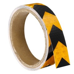 Reflective Tape 1 Roll 10 Ft x 1″ Safety Tape Reflector Arrow Yellow Black