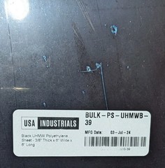 5 PCS 3/8x6x6 Inch UHMW Polyethylene Sheets Black Plastic Sheet