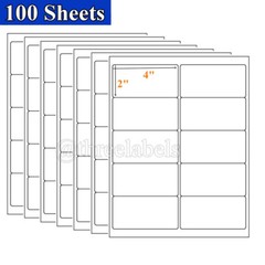1000 2″ x 4″ White Self Adhesive Mailing Postage Shipping Labels 10 Up 100 Sheet