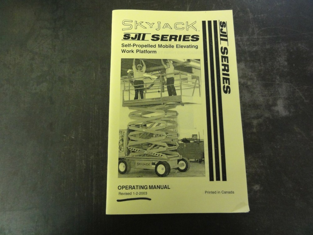 SkyJack SJII Series Scissor Lift Operating Book Manual 1-2-2003