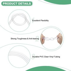 Clear Plastic Tubing, 0.06Inch(1.6mm) ID 0.13Inch(3.2mm) OD, 16ft(5m) Length