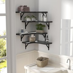 ROMGUAR CRAFT Corner Floating Shelves Wall Mounted Set of 4, Rustic Wood Storage