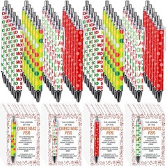 Tisancy 100 Pack Christmas Gift for Coworker Bulk Christmas Pens with Cards Red