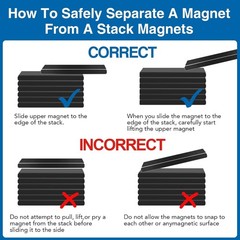 Neodymium Magnets Bar Black 12 Pack Strong Waterproof Heavy Duty Magnetic Strips