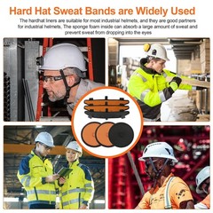 Reusable Hard Hat Top Pads and Washable Sweatbands for Safety Helmet Accessories