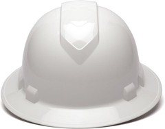 Pyramex Full Brim Safety Helmet – White 4-Point Ratchet, Replaceable Sweatband