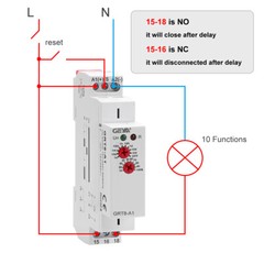 GEYA On Delay Off Delay Timer Relay Time Delay Relay AC/DC12V-240V 16A Din Rail