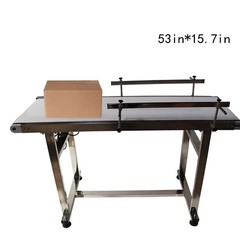 53in*15.7in White PVC Belt Conveyor with Double Guardrail Adjustable speed 110V