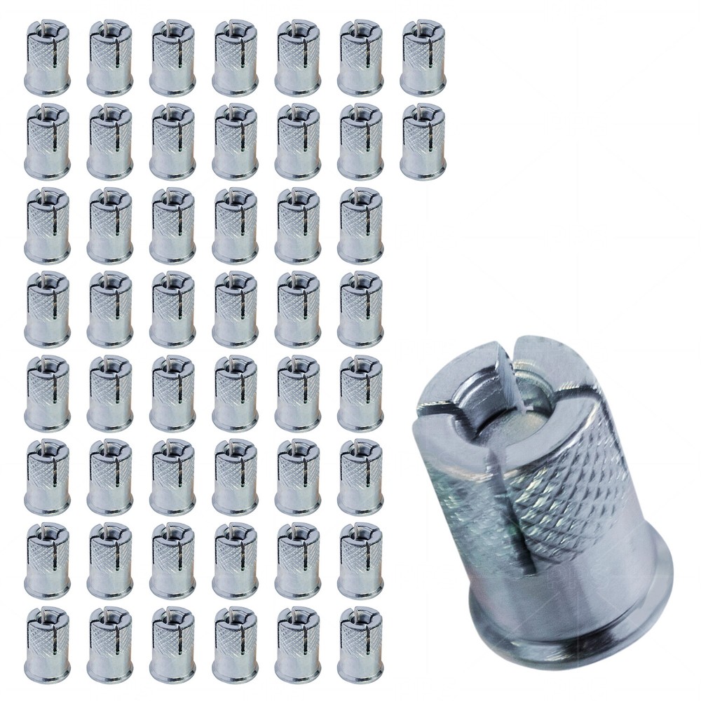 1/2″-3/8″in Mini Drop In Knurled Anchors Zinc Plated Carbon Steel (50 Pack) USA