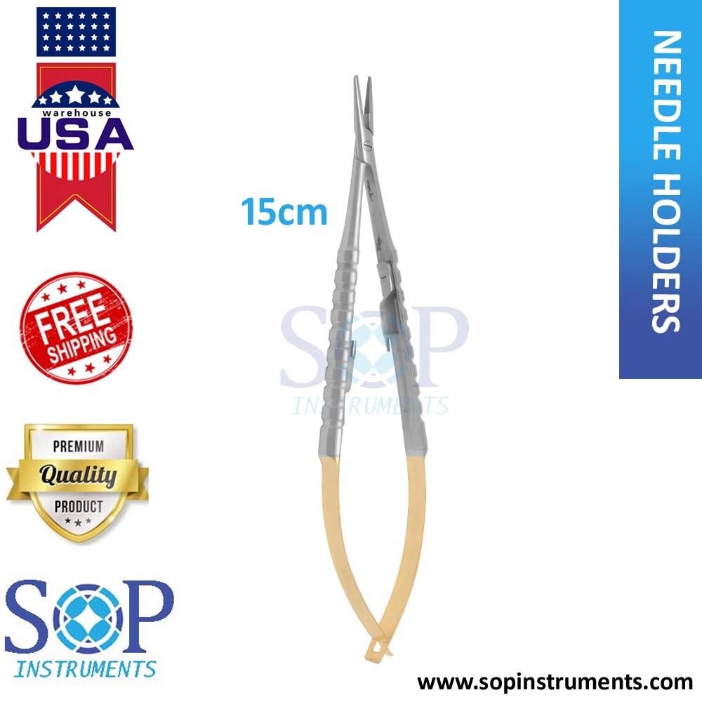 Dental Surgical TC Needle Holder Castroviejo 15 cm Straight by SOP instruments