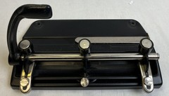 Master Hole Punch 5325B Heavy-Duty 3-Hole Punch Black All Metal Made in USA