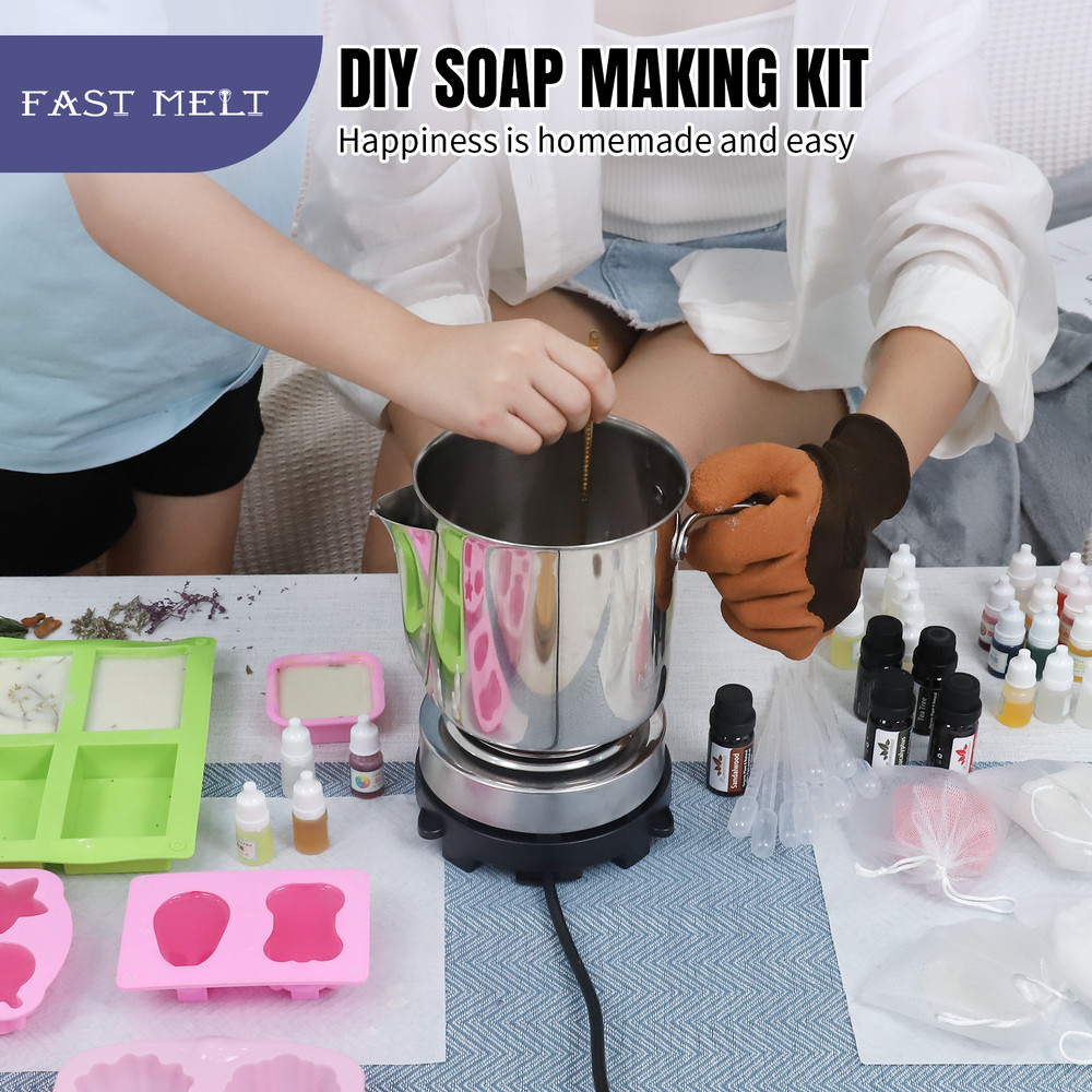 Soap Making Kit Soap Melting Pouring Pot Soap Base Heat Melter DIY Holiday Gift