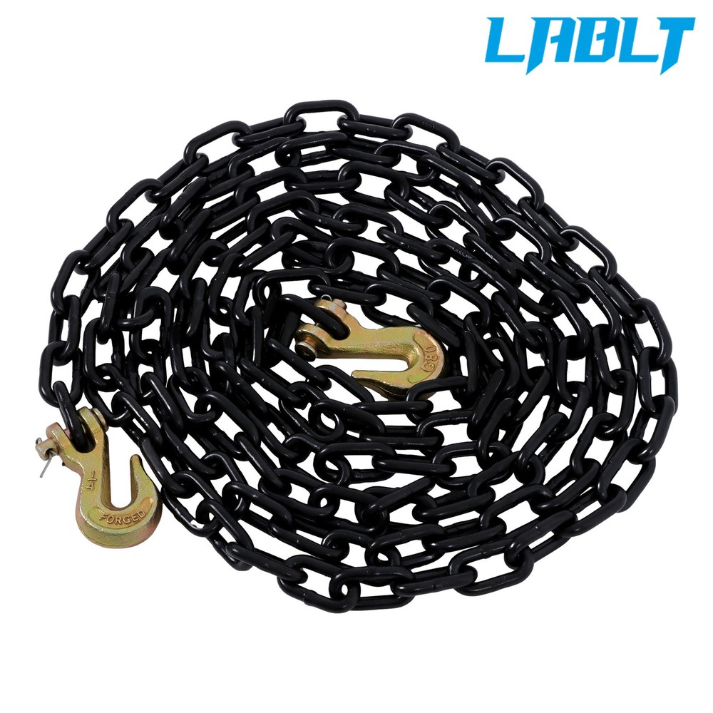 LABLT G80 Transport Binder Chain 1/4 Inch × 14 Ft | Chain with Clevis Grab Hooks