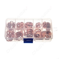 200x/Kit Solid Copper Crush Washers Gasket Set Flat O-Ring Seal Assortment