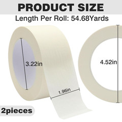 Masking Tape 2 inch Wide, 2 Pack General Purpose Beige White Painters Tape for C