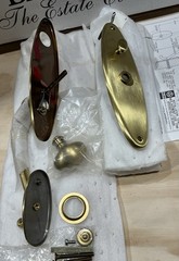 Baldwin 6573-060-ENTR Entry Trim Door Handle Set Satin Brass/Brown Finish NOS
