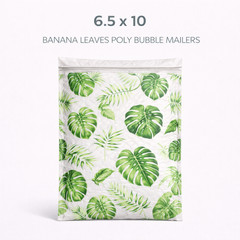 Banana Leaves Poly Bubble Mailers 6.5×10 Green Leaf Print Padded Envelopes