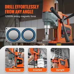 11HSS Bits Magnetic Drill 1450W 12500N Portable Mag Drill Press 850RPM 1.6″