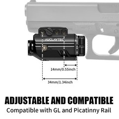 AUCLAYTEC Pistol Light Laser Combo with USB-C Charging, 500 Lumen Blue