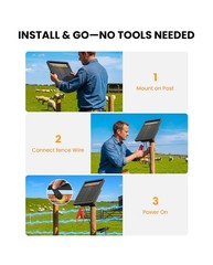 Solar Electric Fence Charger 1.2J Stored Energy, 45 Miles Coverage,8W Solar F…
