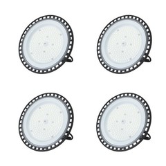 4 Pcs UFO LED 150W High Bay Light Lighting Fixture 18000LM With Hook Safety Rope