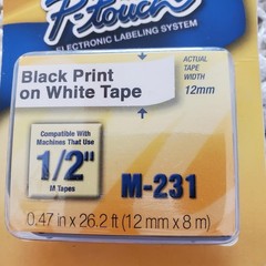 Brother P-Touch M-231 Label Tape 12mm 0.47in Black On White Lot Of 2 Japan