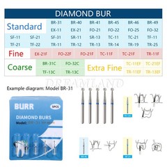 100 Models SKYSEA Dental Diamond FG Burs for High Speed Handpiece Friction Grip