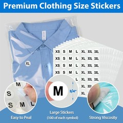 12 x 15 Clear Plastic T-Shirt Bags with Clothing Size Stickers, 100 Pcs Cel
