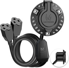 15A 125V AC Port Plug, 12AWG RV Shore Power Inlet Plug with 20” Extension Cord